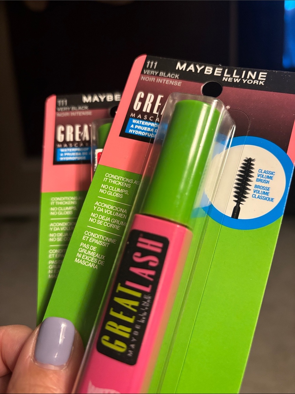 2 New in Pkg Maybelline Great Lash Mascara Very black
